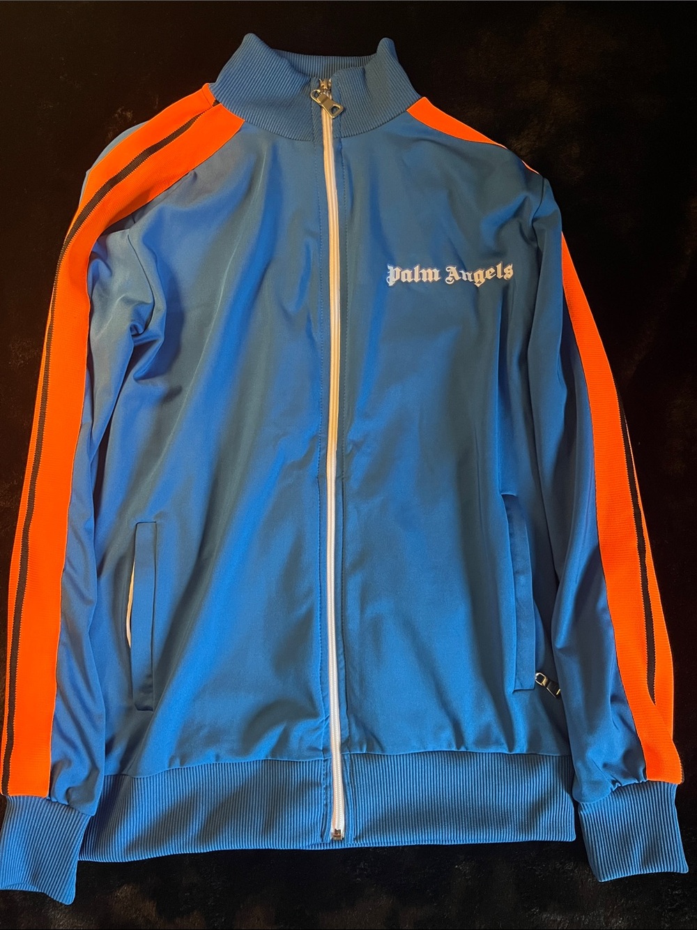 Palm Angels Blue Jacket with Orange Stripes